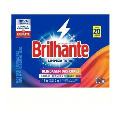 Lava Roupas Sanitizante Em Pó Brilhante Limpeza Total 1,6kg Lava Roupas Sanitizante Em Pó Brilhante Limpeza Total 1,6kg