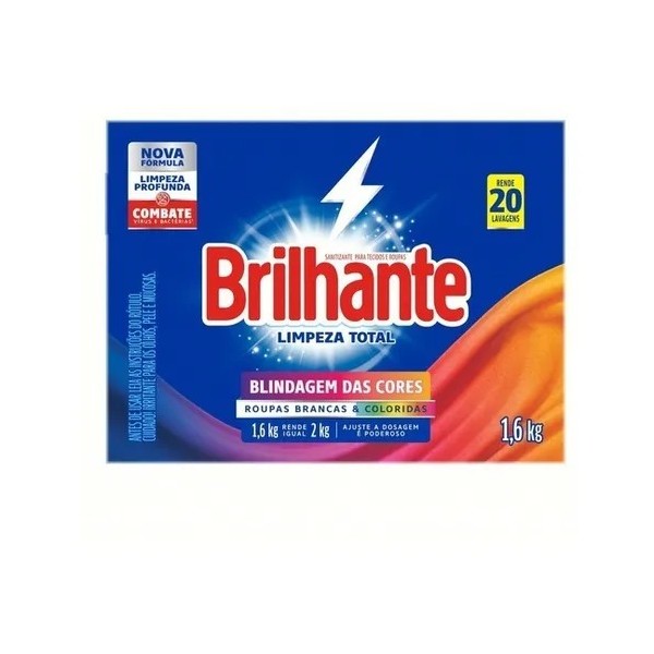 Lava Roupas Sanitizante Em Pó Brilhante Limpeza Total 1,6kg