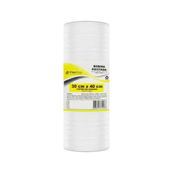 Bobina Picotada Saco Plastico 30cm X 40cm Rolo C/ 500 * Full