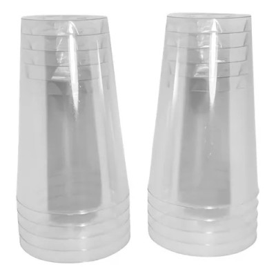 100 Copos Acrilico 300ml Lavável Descartável Cristal 100 Copos Acrilico 300ml Lavável Descartável Cristal