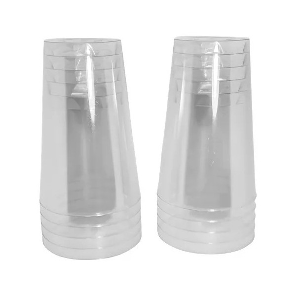 100 Copos Acrilico 300ml Lavável Descartável Cristal